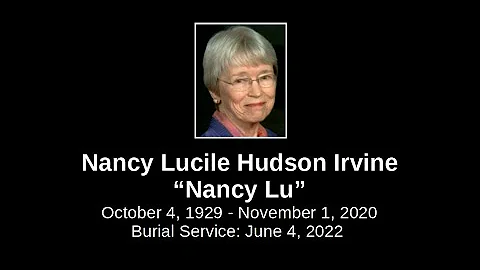 Nancy Lucile Hudson Irvine Burial Service on June ...
