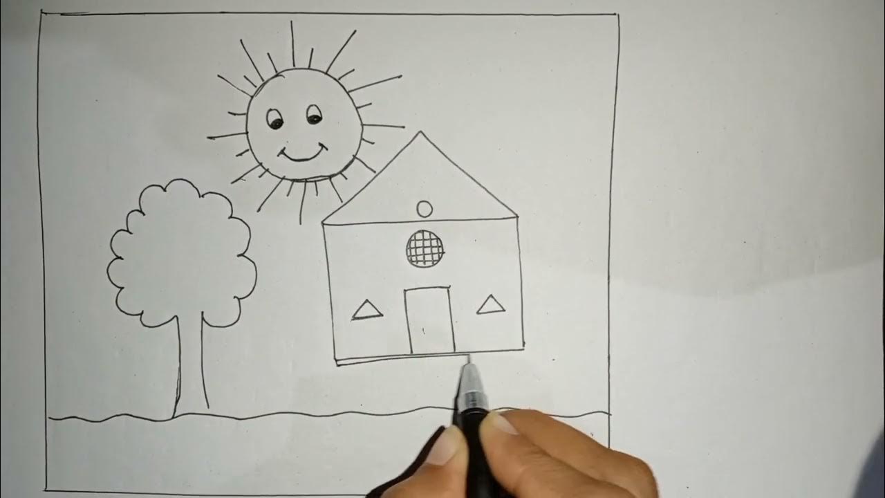 Simple House Drawing Using Shapes Beginners Secret artist YouTube
