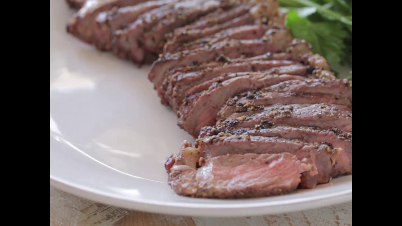 6Grilled Peppercorn New York Strip Steak with Mushroom Cream Sauce