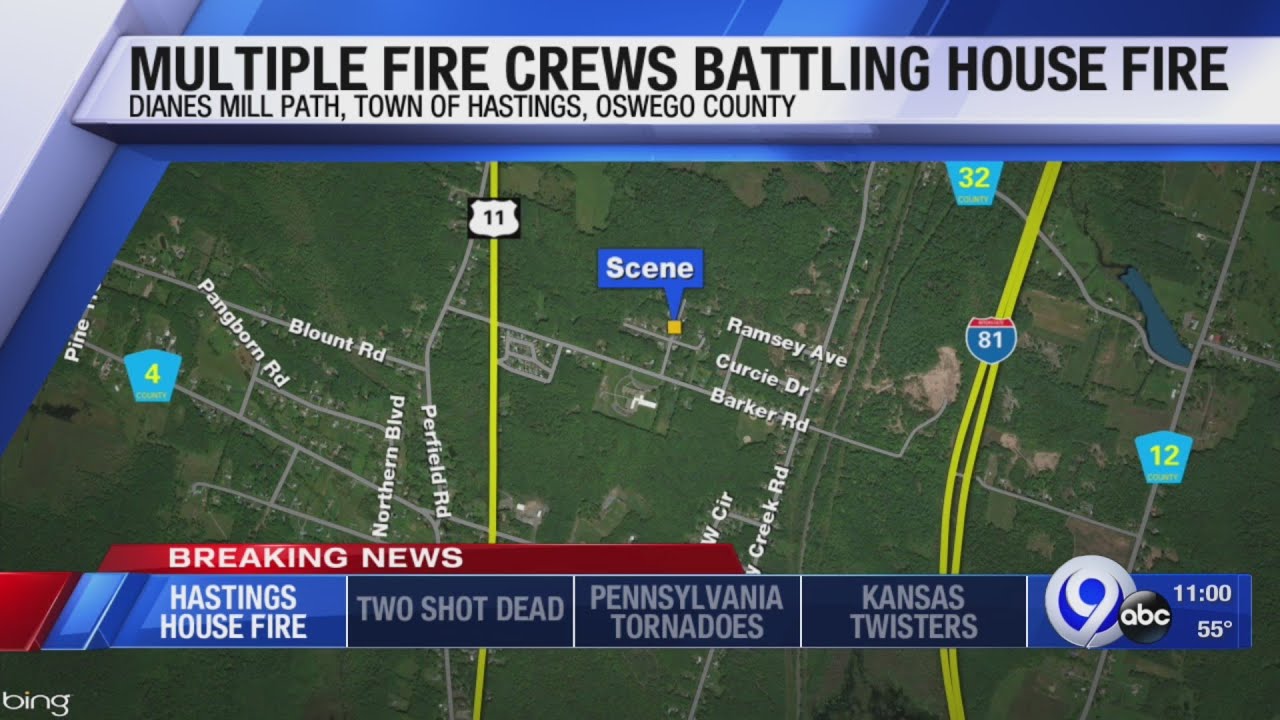 Multiple crews battle house fire in Hastings - YouTube
