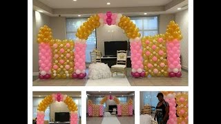 How to Build a Balloon Castle Wall for a Princess Theme Party Pink and Gold Decorations