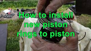 How to install new piston rings to piston. Piston from Honda engine.