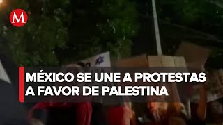 Protestas a favor de Palestina en la embajada de Israel en México