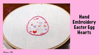 Happy Easter - Hand Embroidery Easter Egg with Hearts