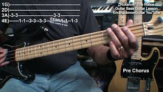 ROXANNE The Police On Bass Guitar LESSON - TABS