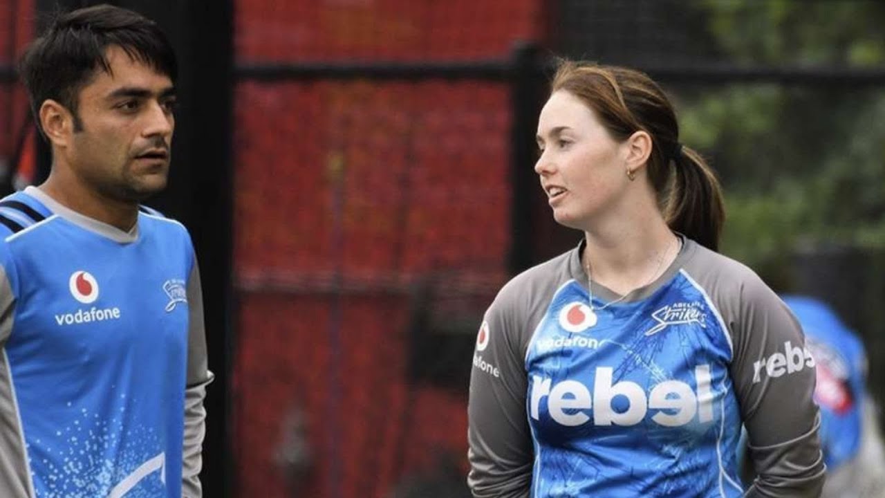 Rashid Khan & I bowling in the Adelaide oval cricket nets in 2018