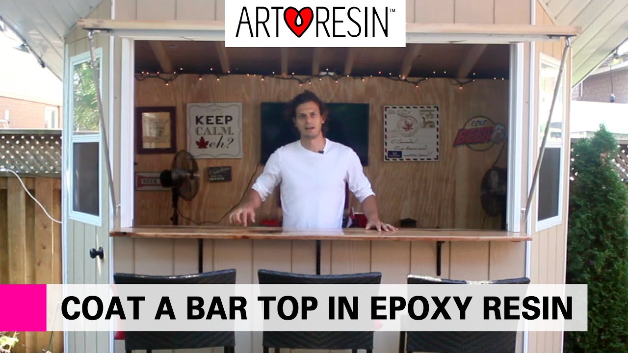 Epoxy Resin Coating an Outdoor Bar Top