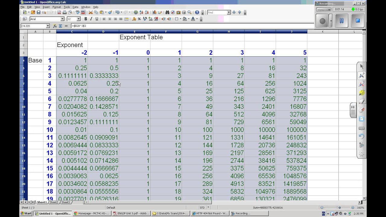 Exponent Table - YouTube