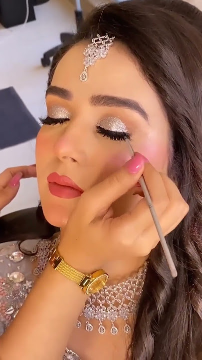 Silver Eye makeup # Bridal look tutorial # Shorts # Silver glitter Eye makeup
