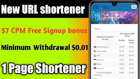 New URL shortener highest payout | Minimum withdrawal $0.01 | Best Link shortener urlmoj.in