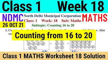 NDMC Class 1 Maths Week 18 Worksheet 18 (26/10/21) | worksheet 18 class 1st maths worksheet Solution