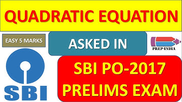 Quadratic Equation asked in SBI PO Prelims Exam | SBI PO | Memory Based questions