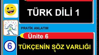 AÖF TÜRK DİLİ 1 - ÜNİTE 6 - TÜRKÇE'NİN SÖZ VARLIĞI