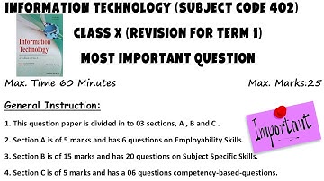 Most Important Questions Information Technology 402 Class 10 Term 1 | IT 402 Important Revision