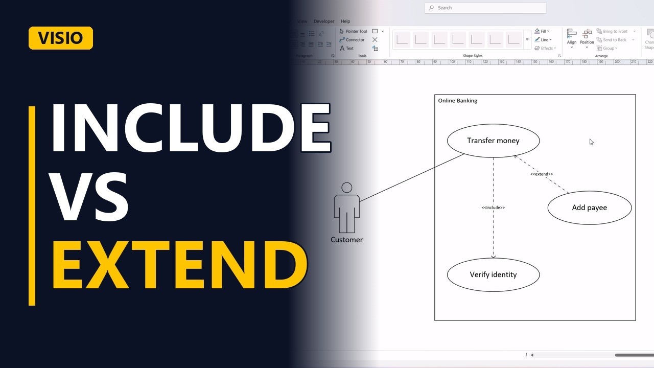 Include vs Extend in Use Case Diagrams (Drawn in Visio)