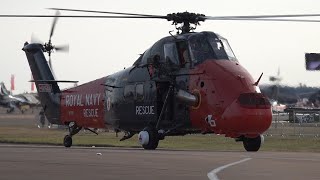 Sea King & Wessex helicopters taking off from RIAT 2022