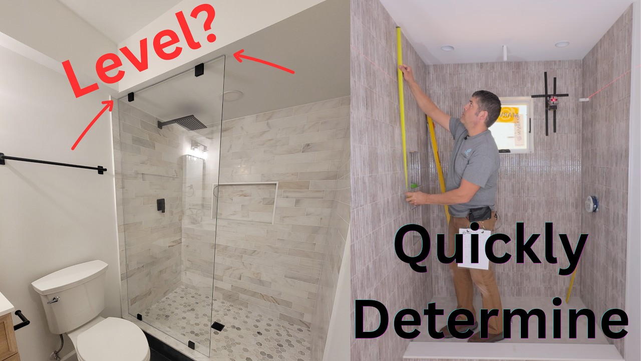 Glass Inside Level Quickly Determine if the Ceiling is Level for Frameless Glass - YouTube