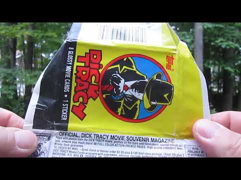 Dick Tracy 1990 Topps Trading Cards Unpackaging/Unboxing Review - Movie Trading Card x8 + 1 Sticker