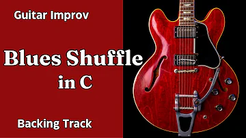 Blues Shuffle in C - Guitar Backing Track Jam - Medium Fast Tempo