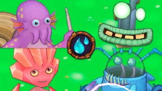 Water Island - All Monster Sounds & Animations (My Singing Monsters)