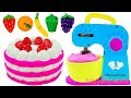Play Doh Squishy Strawberry Cake and Toy Mixer Playset for Children Learn Colors Baby Nursery Rhymes