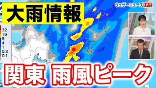 【大雨情報】関東 雨風ピークに　深夜まで土砂降りの雨や強風に注意