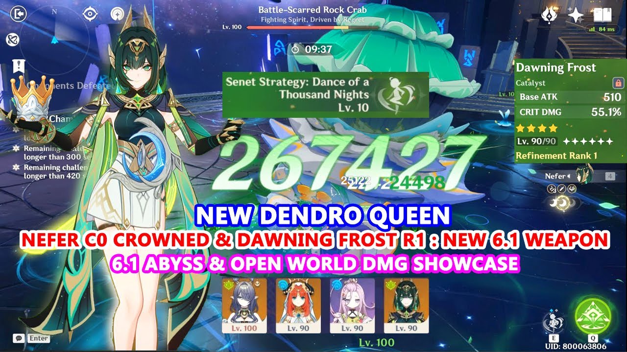 Nefer C0 Crowned & Dawning Frost R1 : New 6.1 Weapon | 6.1 Abyss & Open ...
