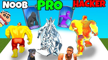 SHINCHAN and CHOP CRAFTING GOLD GODZILLA HULK KING KONG in MONSTER DRAFT | NOOB vs PRO vs HACKER