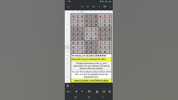 🔴#Shorts The Hindu Newspaper Sudoku 5 Star Solution | 17.05.2022 | Difficulty Level ★★★★★