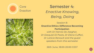 Core Enaction Programme, Semester 4 – Session 8 – Enactive Ethics: Difference Becoming Participation