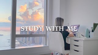 STUDY WITH ME 45 minutes | real time with music | beautiful sunset view Suna