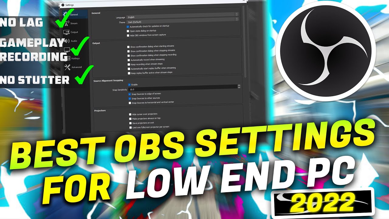 Best OBS SETTINGS for LOW END PC 2022  No Lag and Stutters