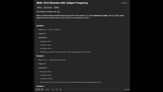 3843. First Element with Unique Frequency | weekly contest 489 | medium question