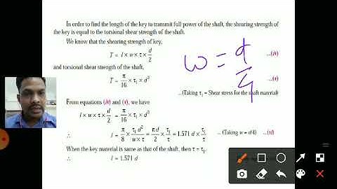 MDD II Lecture 10: Unit 1- Design of Sunk key