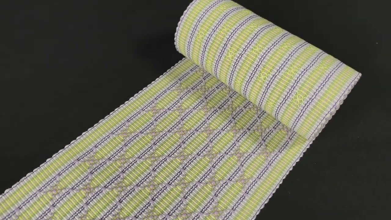 半幅帯｜首里花織｜イエロー×ホワイト×グリーン地 | やまぶん呉服店