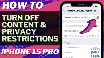 How to Turn Off Content & Privacy Restrictions on iPhone 15 Pro