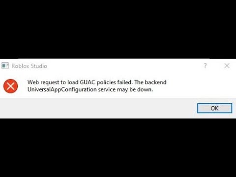 Roblox Studio not working- Message that Web request to load GUAC