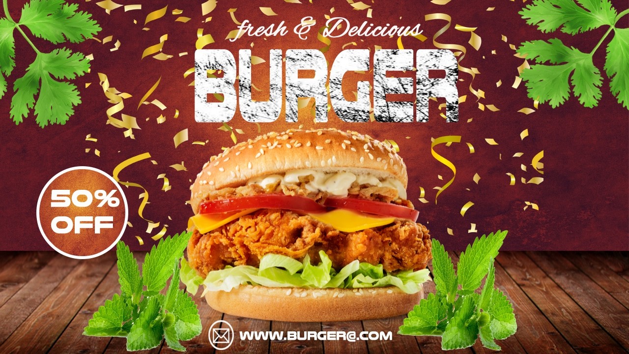 Burger Poster Design in Photoshop | Graphic Design Tutorial | Fast Food Poster Design 2026