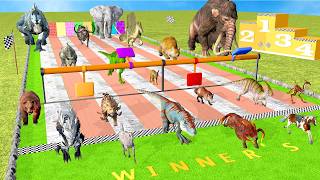 An Obstacle Course Race with Wild Animals, Dinosaurs : Who Will Win Animal Revolt Battle Simulator