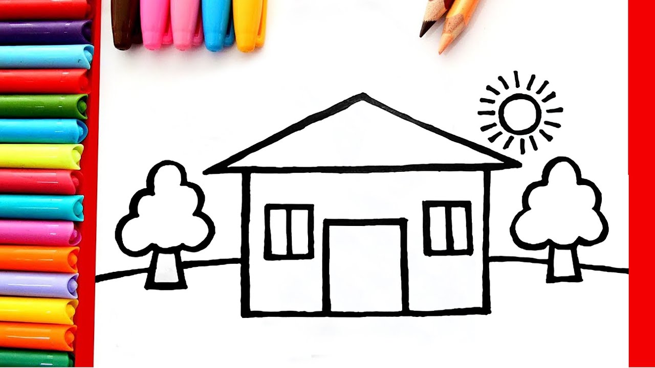 Draw A Simple House - The Most Beautiful Simple House Drawing Tutorial -  Youtube