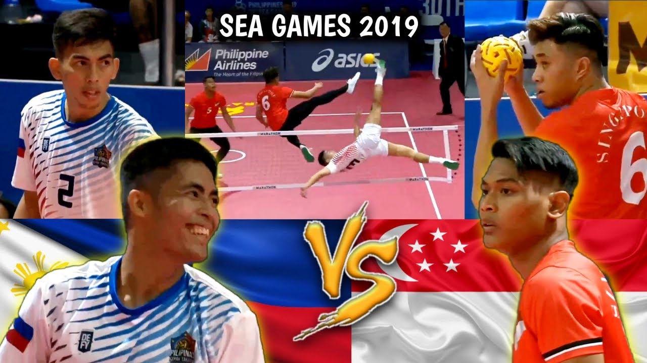 Sepak Takraw - PHILIPPINES VS SINGAPORE ! Team B ! 30th SEA Games 2019 ...