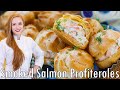 Smoked Salmon Profiteroles - with Creamy, Cream Cheese Filling!! Seafood Appetizer Recipe!!
