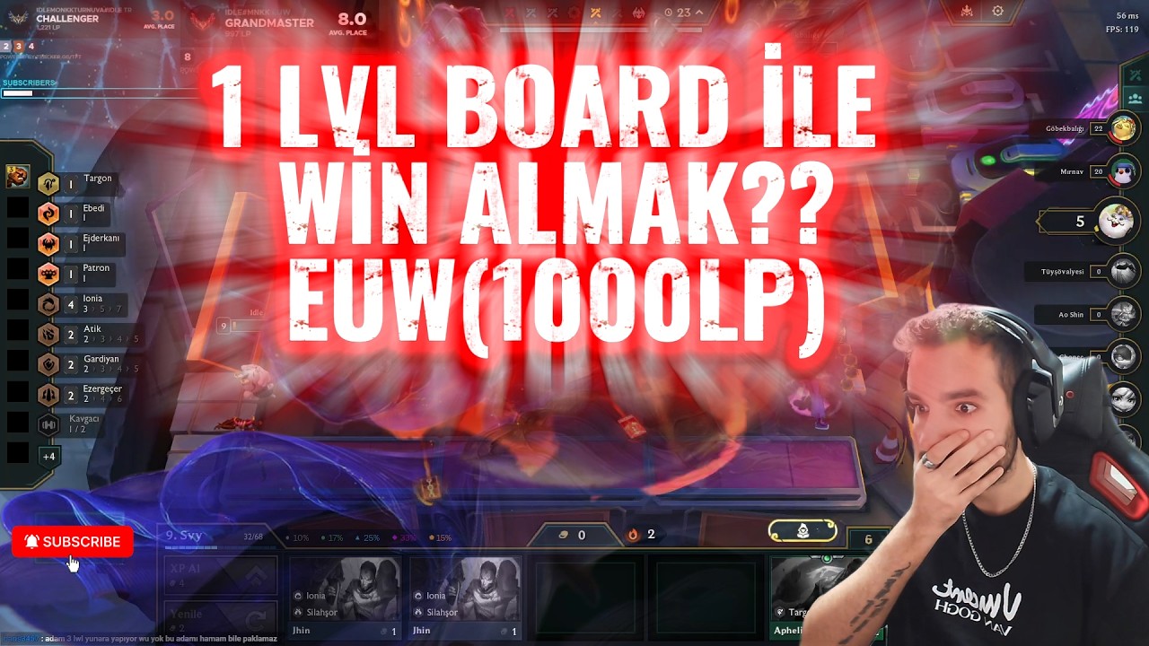1 LVL BOARD İLE WİN ALMAK ??? EUW 1000 LP'DE HEMDE 200iq YOK ETTİK | SET 16 TFT