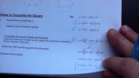 MCF3M1: 4.2 Converting Standard Form to Vertex Form