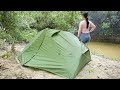 Solo Camping in Rainforest | Overnight in Cozy Tent - Relaxing ASMR Nature Sounds