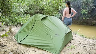 Solo Camping in Rainforest | Overnight in Cozy Tent  Relaxing ASMR Nature Sounds