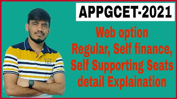 #APPGCET-2021// Web option / Regular & Self finance & Self Supporting Seats Detail Explaination//