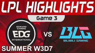 EDG vs BLG Highlights Game 3 LPL Summer Season 2022 W3D7 EDward Gaming vs Bilibili Gaming by Onivia