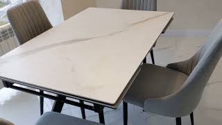 Обеденный стол из керамогранита «Белый мрамор»