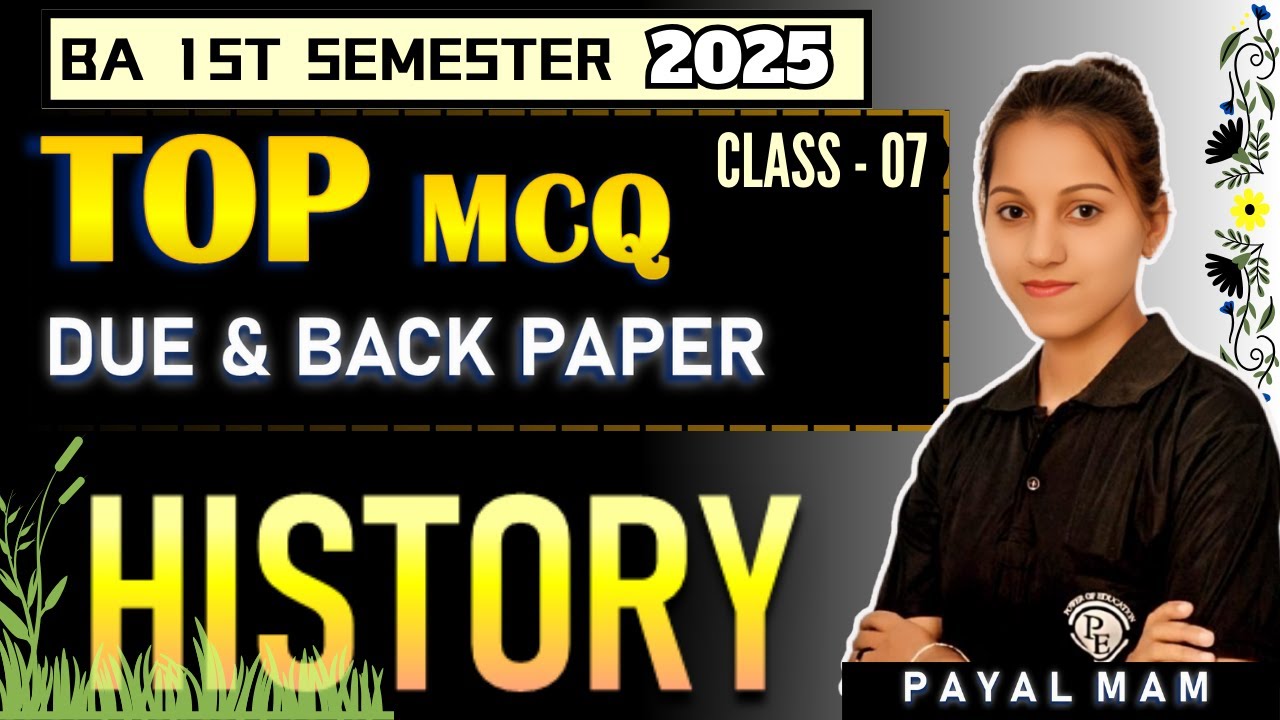 Due & Back paper Ba 1st semester 2024 - 25 // HISTORY TOP MCQ QUESTION // mgsu university